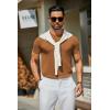 imageCOOFANDY Mens Crewneck Sweater Short Sleeve Casual Basic Tops Classic Fashion Knit Pullover TeesCaramel