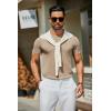 imageCOOFANDY Mens Crewneck Sweater Short Sleeve Casual Basic Tops Classic Fashion Knit Pullover TeesKhaki