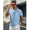 imageCOOFANDY Mens Crewneck Sweater Short Sleeve Casual Basic Tops Classic Fashion Knit Pullover TeesLight Blue