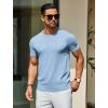 imageCOOFANDY Mens Crewneck Sweater Short Sleeve Casual Basic Tops Classic Fashion Knit Pullover TeesLight Blue