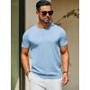 imageCOOFANDY Mens Crewneck Sweater Short Sleeve Casual Basic Tops Classic Fashion Knit Pullover TeesLight Blue