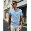 imageCOOFANDY Mens Crewneck Sweater Short Sleeve Casual Basic Tops Classic Fashion Knit Pullover TeesLight Blue