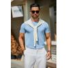 imageCOOFANDY Mens Crewneck Sweater Short Sleeve Casual Basic Tops Classic Fashion Knit Pullover TeesLight Blue