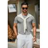 imageCOOFANDY Mens Crewneck Sweater Short Sleeve Casual Basic Tops Classic Fashion Knit Pullover TeesLight Grey