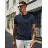 imageCOOFANDY Mens Crewneck Sweater Short Sleeve Casual Basic Tops Classic Fashion Knit Pullover TeesNavy Blue