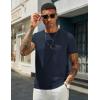 imageCOOFANDY Mens Crewneck Sweater Short Sleeve Casual Basic Tops Classic Fashion Knit Pullover TeesNavy Blue