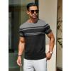 imageCOOFANDY Mens Crewneck Sweater Short Sleeve Casual Basic Tops Classic Fashion Knit Pullover TeesStripe  Black  Grey
