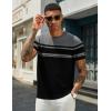 imageCOOFANDY Mens Crewneck Sweater Short Sleeve Casual Basic Tops Classic Fashion Knit Pullover TeesStripe  Black  Grey