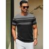 imageCOOFANDY Mens Crewneck Sweater Short Sleeve Casual Basic Tops Classic Fashion Knit Pullover TeesStripe  Black  Grey