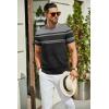 imageCOOFANDY Mens Crewneck Sweater Short Sleeve Casual Basic Tops Classic Fashion Knit Pullover TeesStripe  Black  Grey
