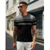 imageCOOFANDY Mens Crewneck Sweater Short Sleeve Casual Basic Tops Classic Fashion Knit Pullover TeesStripe  Black  Grey