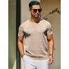 imageCOOFANDY Mens Crewneck Sweater Short Sleeve Casual Basic Tops Classic Fashion Knit Pullover TeesStripe  Khaki