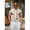 imageCOOFANDY Mens Crewneck Sweater Short Sleeve Casual Basic Tops Classic Fashion Knit Pullover TeesStripe  Khaki