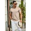 imageCOOFANDY Mens Crewneck Sweater Short Sleeve Casual Basic Tops Classic Fashion Knit Pullover TeesStripe  Khaki