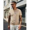 imageCOOFANDY Mens Crewneck Sweater Short Sleeve Casual Basic Tops Classic Fashion Knit Pullover TeesStripe  Khaki