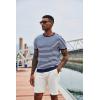 imageCOOFANDY Mens Crewneck Sweater Short Sleeve Casual Basic Tops Classic Fashion Knit Pullover TeesStripe  Navy