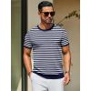 imageCOOFANDY Mens Crewneck Sweater Short Sleeve Casual Basic Tops Classic Fashion Knit Pullover TeesStripe  Navy