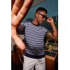 imageCOOFANDY Mens Crewneck Sweater Short Sleeve Casual Basic Tops Classic Fashion Knit Pullover TeesStripe  Navy