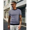 imageCOOFANDY Mens Crewneck Sweater Short Sleeve Casual Basic Tops Classic Fashion Knit Pullover TeesStripe  Navy
