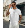 imageCOOFANDY Mens Crewneck Sweater Short Sleeve Casual Basic Tops Classic Fashion Knit Pullover TeesWhite