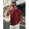 imageCOOFANDY Mens Crewneck Sweater Short Sleeve Casual Basic Tops Classic Fashion Knit Pullover TeesWine Red