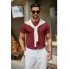 imageCOOFANDY Mens Crewneck Sweater Short Sleeve Casual Basic Tops Classic Fashion Knit Pullover TeesWine Red