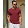 imageCOOFANDY Mens Crewneck Sweater Short Sleeve Casual Basic Tops Classic Fashion Knit Pullover TeesWine Red