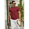 imageCOOFANDY Mens Crewneck Sweater Short Sleeve Casual Basic Tops Classic Fashion Knit Pullover TeesWine Red
