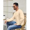 imageCOOFANDY Mens Crewneck Sweatshirts Long Sleeve Basic Pullover Shirts Twill Textured Soild Casual TopsApricot