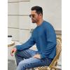 imageCOOFANDY Mens Crewneck Sweatshirts Long Sleeve Basic Pullover Shirts Twill Textured Soild Casual TopsBlue
