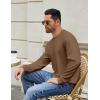 imageCOOFANDY Mens Crewneck Sweatshirts Long Sleeve Basic Pullover Shirts Twill Textured Soild Casual TopsBrown