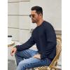 imageCOOFANDY Mens Crewneck Sweatshirts Long Sleeve Basic Pullover Shirts Twill Textured Soild Casual TopsDark Navy