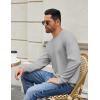 imageCOOFANDY Mens Crewneck Sweatshirts Long Sleeve Basic Pullover Shirts Twill Textured Soild Casual TopsLight Grey