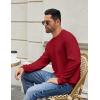 imageCOOFANDY Mens Crewneck Sweatshirts Long Sleeve Basic Pullover Shirts Twill Textured Soild Casual TopsRed