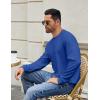 imageCOOFANDY Mens Crewneck Sweatshirts Long Sleeve Basic Pullover Shirts Twill Textured Soild Casual TopsRoyal Blue