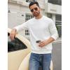 imageCOOFANDY Mens Crewneck Sweatshirts Long Sleeve Basic Pullover Shirts Twill Textured Soild Casual TopsWhite