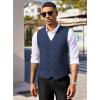 imageCOOFANDY Mens Double Breasted Suit Vest Lightweight Waistcoat Slim Fit Dress VestNavy Blue