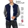 imageCOOFANDY Mens Fashion Varsity Jacket Causal Slim Fit Cotton Letterman Baseball Bomber JacketsNavyGrey