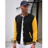 imageCOOFANDY Mens Fashion Varsity Jacket Causal Slim Fit Cotton Letterman Baseball Bomber JacketsNavyYellow