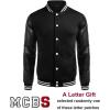 imageCOOFANDY Mens Fashion Varsity Jackets Leather Sleeve Slim Fit College Baseball Letterman Bomber CoatBlack