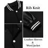 imageCOOFANDY Mens Fashion Varsity Jackets Leather Sleeve Slim Fit College Baseball Letterman Bomber CoatBlack