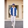 imageCOOFANDY Mens Fashion Varsity Jackets Leather Sleeve Slim Fit College Baseball Letterman Bomber CoatBlue