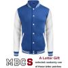 imageCOOFANDY Mens Fashion Varsity Jackets Leather Sleeve Slim Fit College Baseball Letterman Bomber CoatBlue