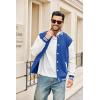 imageCOOFANDY Mens Fashion Varsity Jackets Leather Sleeve Slim Fit College Baseball Letterman Bomber CoatBlue