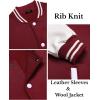 imageCOOFANDY Mens Fashion Varsity Jackets Leather Sleeve Slim Fit College Baseball Letterman Bomber CoatBurgundy