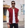 imageCOOFANDY Mens Fashion Varsity Jackets Leather Sleeve Slim Fit College Baseball Letterman Bomber CoatBurgundy