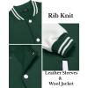 imageCOOFANDY Mens Fashion Varsity Jackets Leather Sleeve Slim Fit College Baseball Letterman Bomber CoatGreen