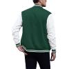 imageCOOFANDY Mens Fashion Varsity Jackets Leather Sleeve Slim Fit College Baseball Letterman Bomber CoatGreen