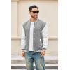 imageCOOFANDY Mens Fashion Varsity Jackets Leather Sleeve Slim Fit College Baseball Letterman Bomber CoatGrey