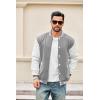 imageCOOFANDY Mens Fashion Varsity Jackets Leather Sleeve Slim Fit College Baseball Letterman Bomber CoatGrey